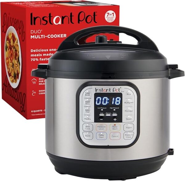 30%OFF Limited Time Deal:Instant Pot Duo 7-in-1 Electric Pressure Cooker, Slow Cooker, Rice Cooker, Steamer, Sauté, Yogurt Maker, Warmer & Sterilizer, Includes App With Over 800 Recipes, Stainless Steel, 6 Quart
