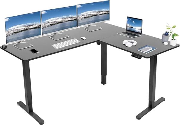 15%OFF Limited Time Deal:VIVO Electric Corner L-Shaped 63 x 55 inch Standing Desk, Height Adjustable, Memory Controller, Black Top Black Frame, DESK-E3CTB