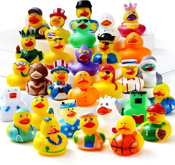 44%OFF Limited Time Deal:JOYIN 30 Pcs Rubber Ducks, Random Assortment Ducks Bulk with Mesh Carry Bag, Mini Rubber Duckies for Toddler Baby Bath Toys, Kids Bath Pool Toys Birthday Gifts Party Favors