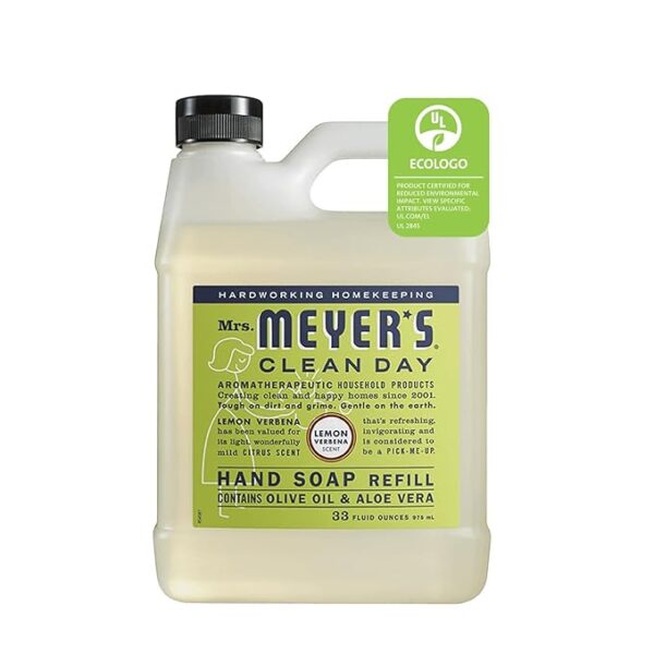 25%OFF Limited Deal:MRS. MEYER'S CLEAN DAY Liquid Hand Soap Refill, Cruelty Free and Biodegradable Formula, Lemon Verbena Scent, 33 Oz